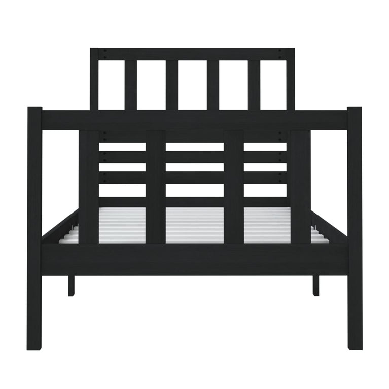 Bedframe massief hout zwart 75x190 cm 2FT6 small single