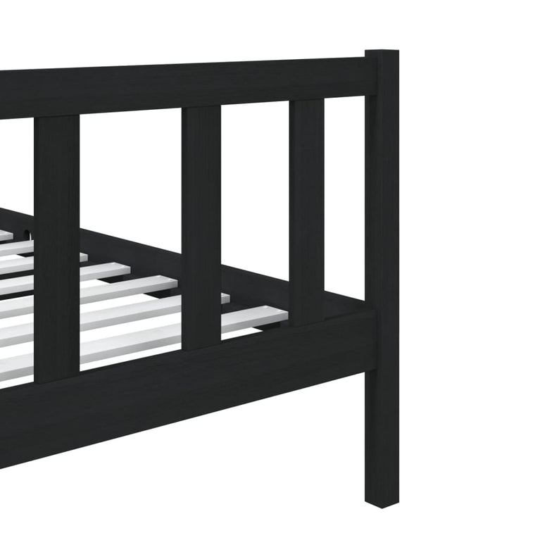 Bedframe massief hout zwart 75x190 cm 2FT6 small single