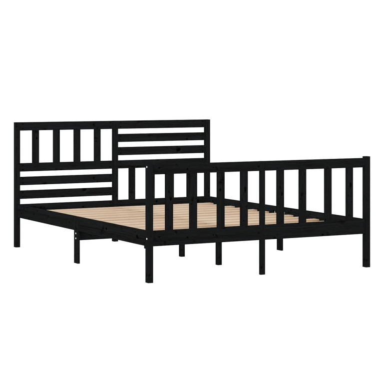 Bedframe massief hout zwart 120x190 cm 4FT Small Double