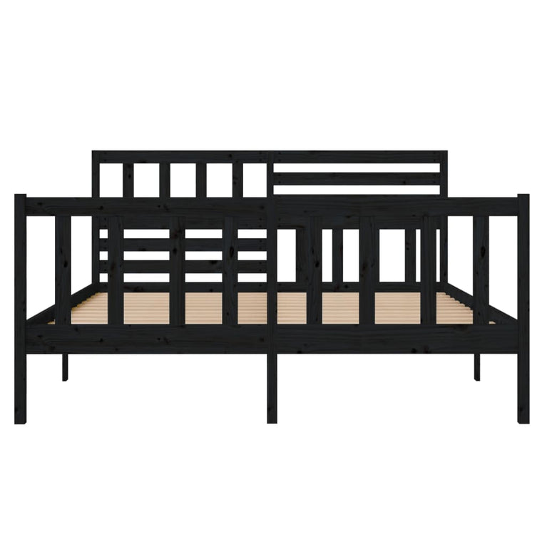Bedframe massief hout zwart 120x190 cm 4FT Small Double