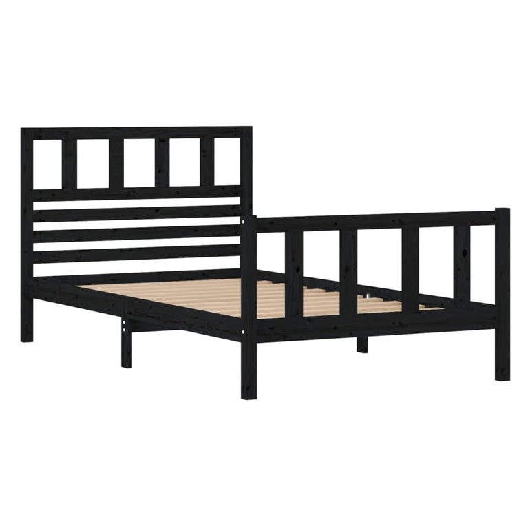 Bedframe massief hout zwart 100x200 cm
