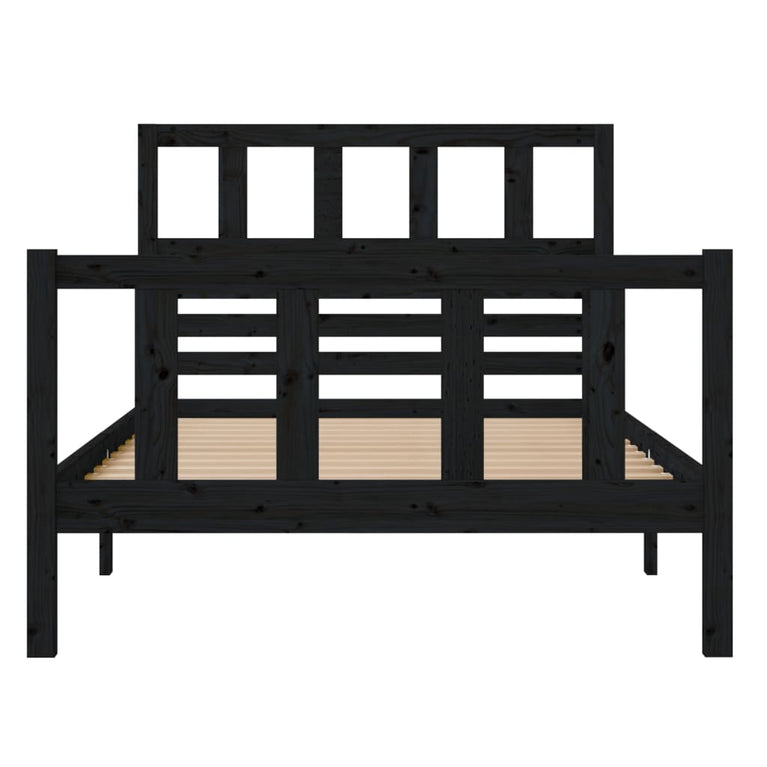 Bedframe massief hout zwart 100x200 cm