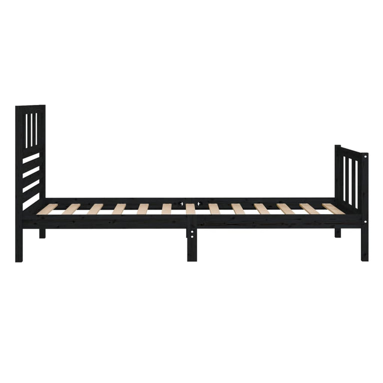 Bedframe massief hout zwart 100x200 cm