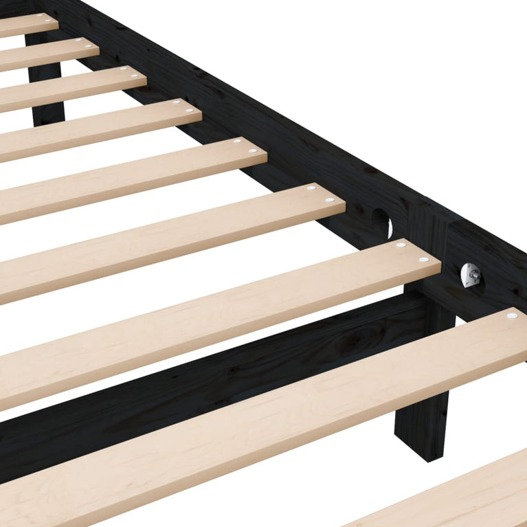 Bedframe massief hout zwart 100x200 cm