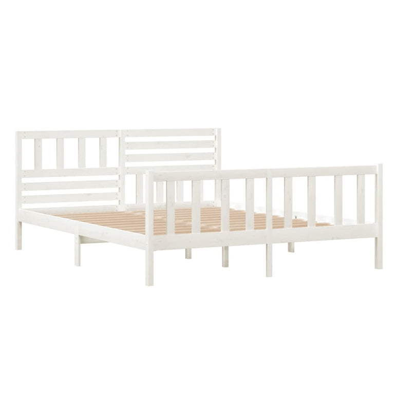 Bedframe massief hout wit 120x200 cm
