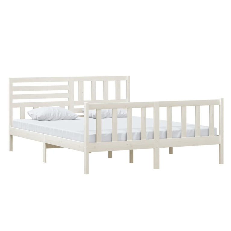 Bedframe massief hout wit 160x200 cm