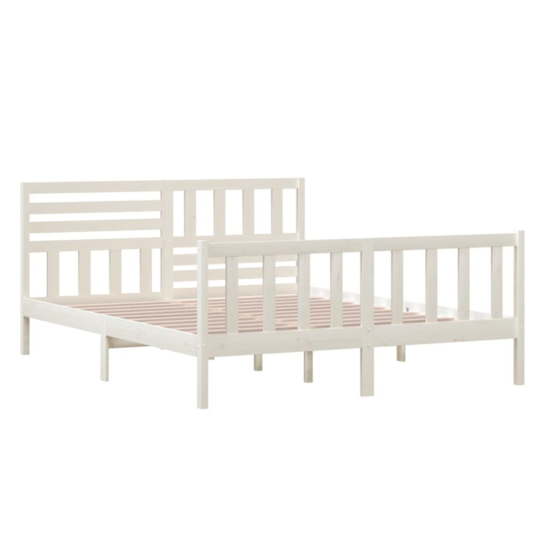 Bedframe massief hout wit 160x200 cm