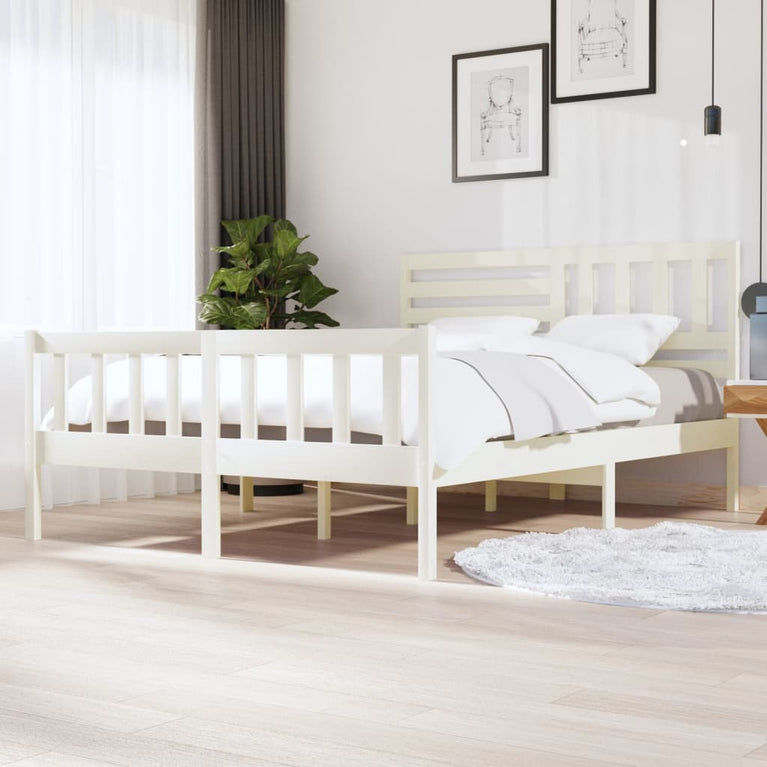 Bedframe massief hout wit 160x200 cm