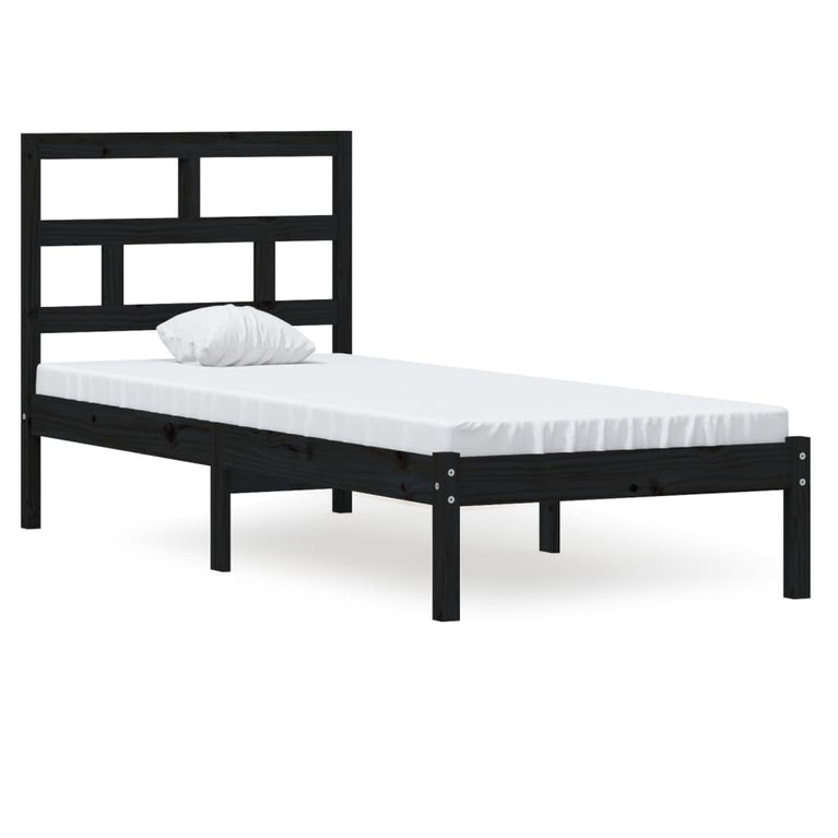 Bedframe massief hout zwart 75x190 cm 2FT6 Small Single