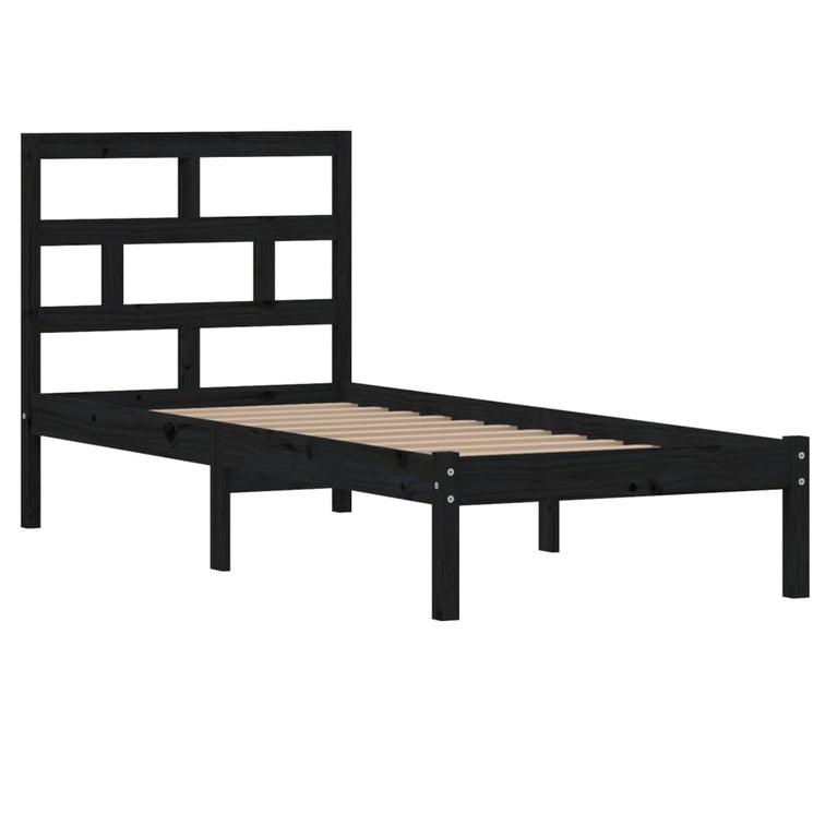 Bedframe massief hout zwart 75x190 cm 2FT6 Small Single