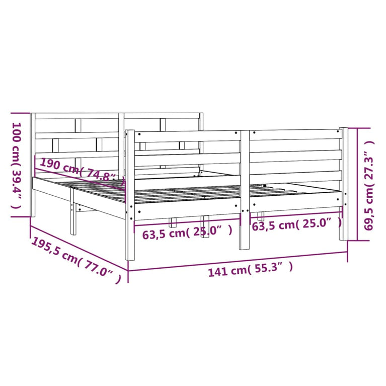 Bedframe massief hout 135x190 cm 4FT6 Double