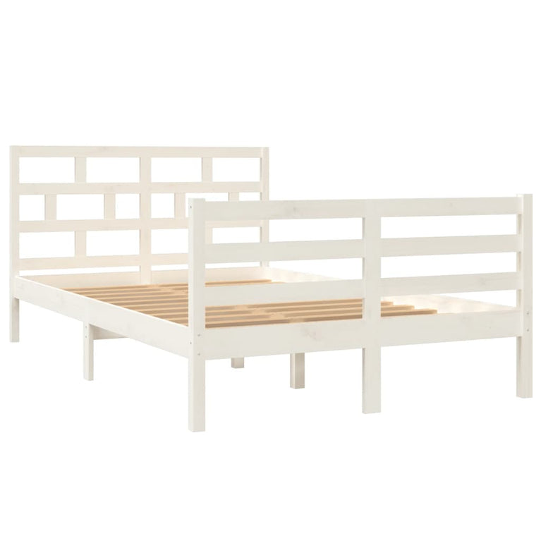 Bedframe massief grenenhout wit 120x200 cm