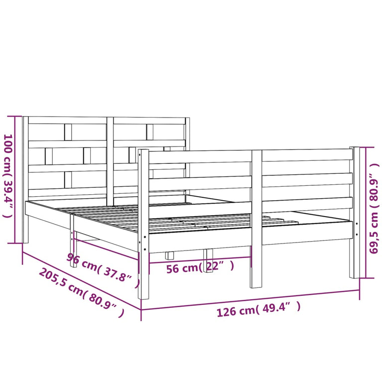 Bedframe massief grenenhout wit 120x200 cm