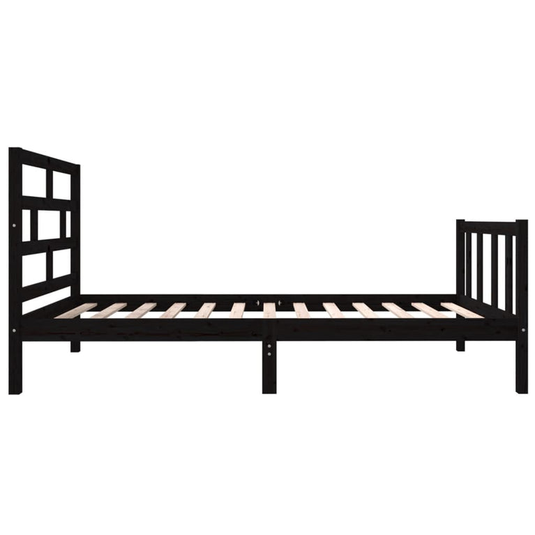 Bedframe massief grenenhout zwart 90x190 cm 3FT single