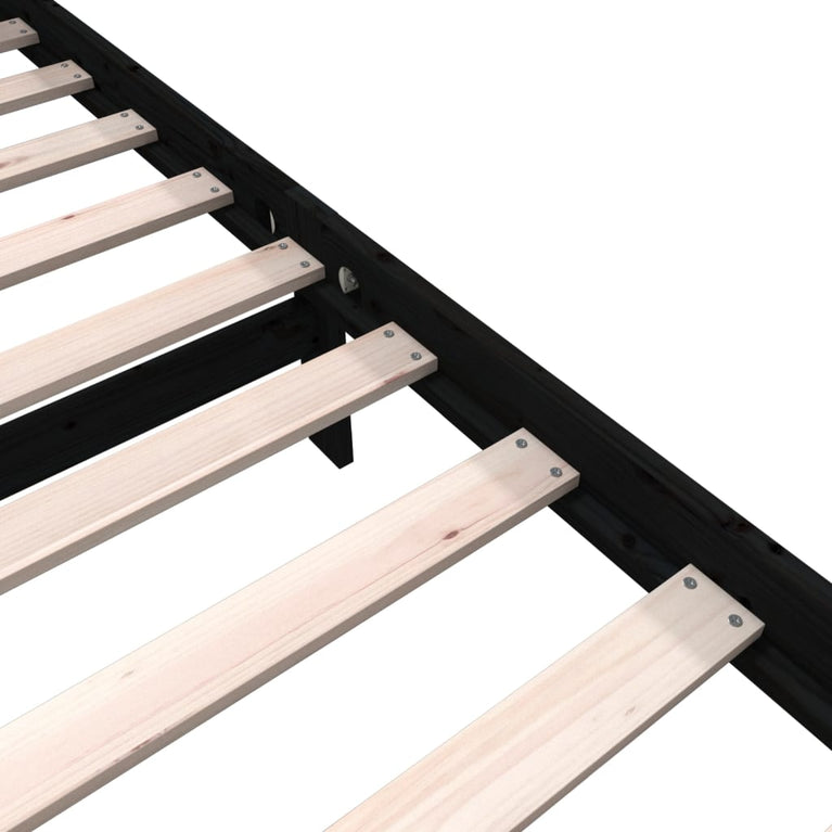 Bedframe massief grenenhout zwart 90x190 cm 3FT single