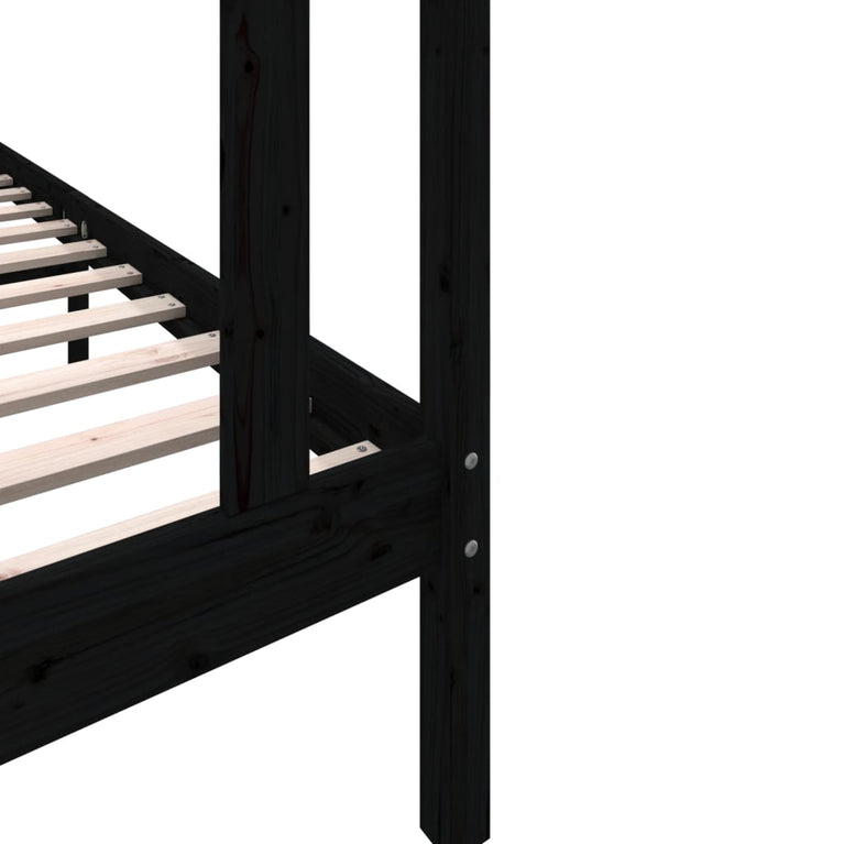 Bedframe massief grenenhout zwart 90x190 cm 3FT single