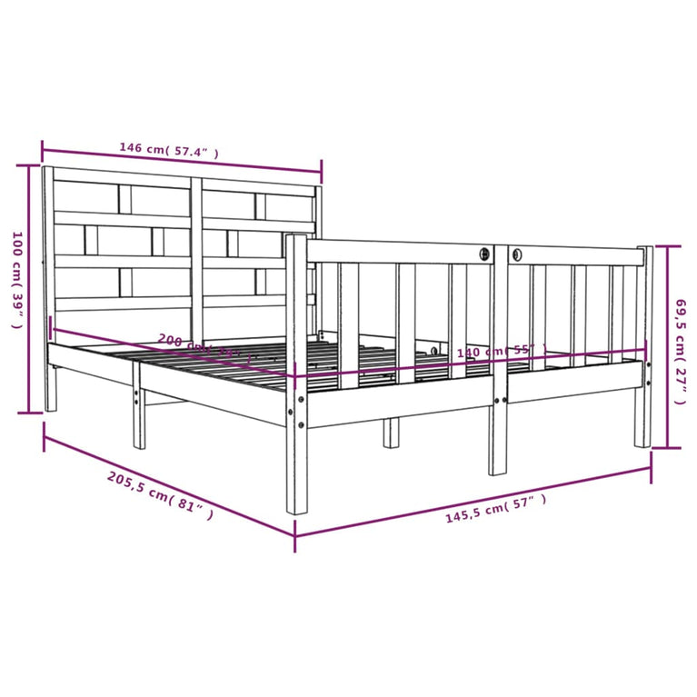 Bedframe massief grenenhout 140x200 cm