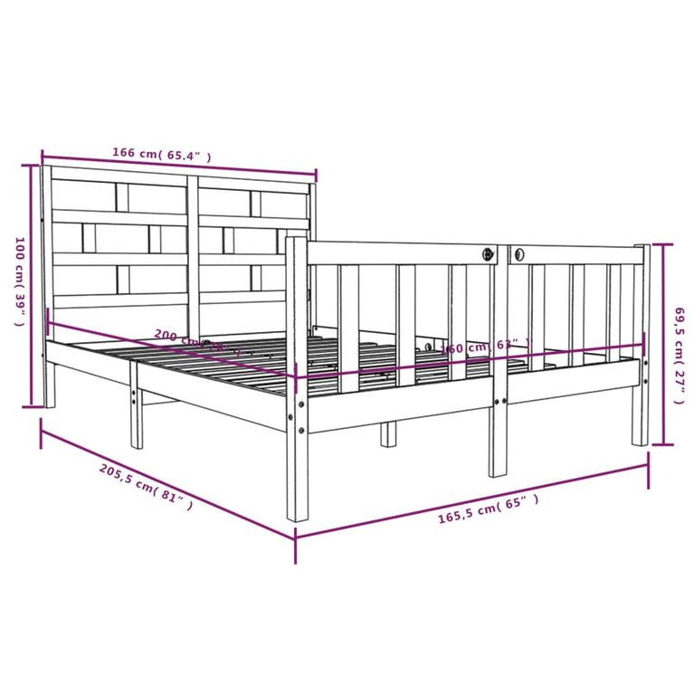 Bedframe massief grenenhout 160x200 cm