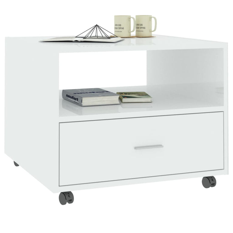 Salontafel 55x55x40 cm bewerkt hout hoogglans wit MeubelReus