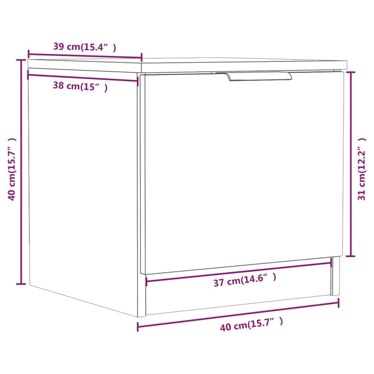Nachtkastjes 2 st 40x39x40 cm zwart MeubelReus