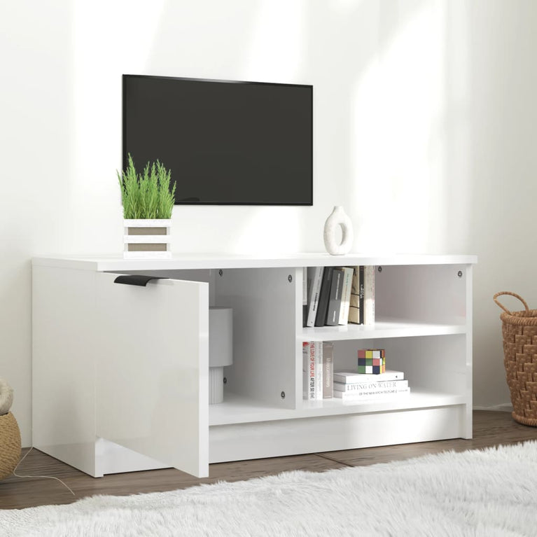 Tv-meubel 80x35x36,5 cm bewerkt hout hoogglans wit MeubelReus