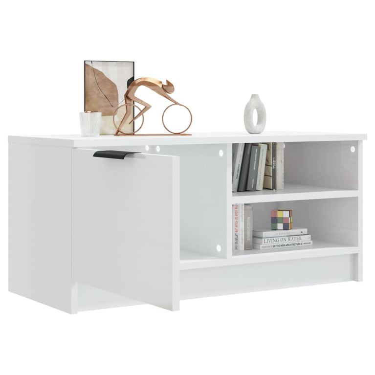 Tv-meubel 80x35x36,5 cm bewerkt hout hoogglans wit MeubelReus