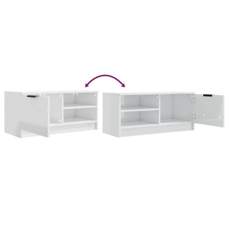 Tv-meubel 80x35x36,5 cm bewerkt hout hoogglans wit MeubelReus