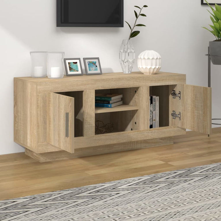 Tv-meubel 102x35x45 cm bewerkt hout sonoma eikenkleurig MeubelReus