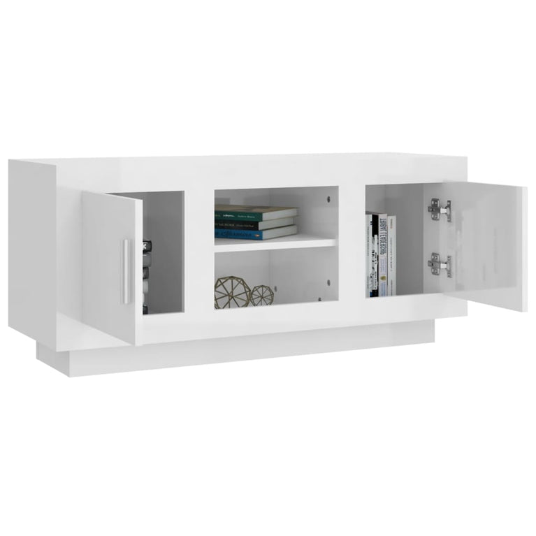 Tv-meubel 102x35x45 cm bewerkt hout hoogglans wit MeubelReus