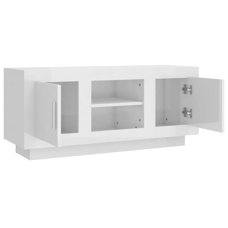 Tv-meubel 102x35x45 cm bewerkt hout hoogglans wit MeubelReus