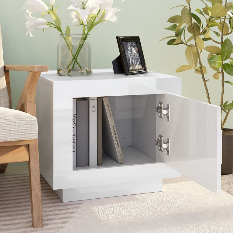 Salontafel 51x50x45 cm bewerkt hout hoogglans wit MeubelReus