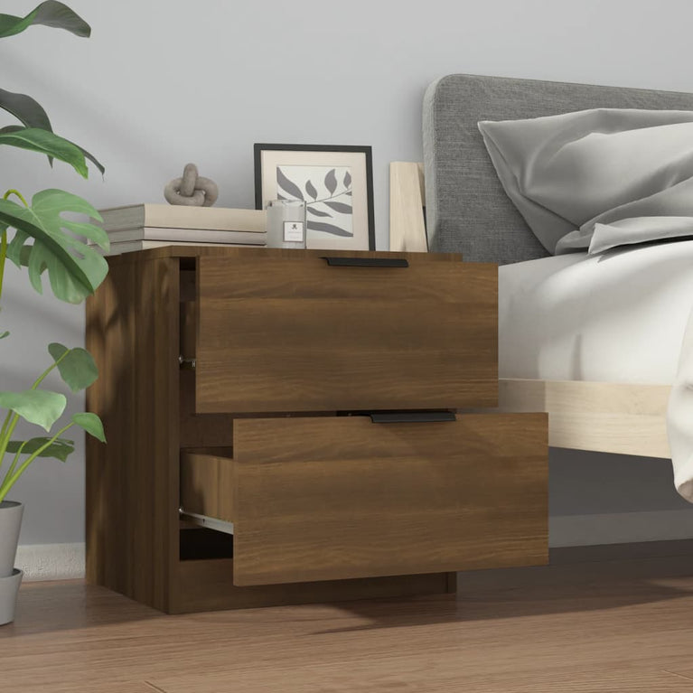 Nachtkastjes 2 st bewerkt hout bruineikenkleurig MeubelReus