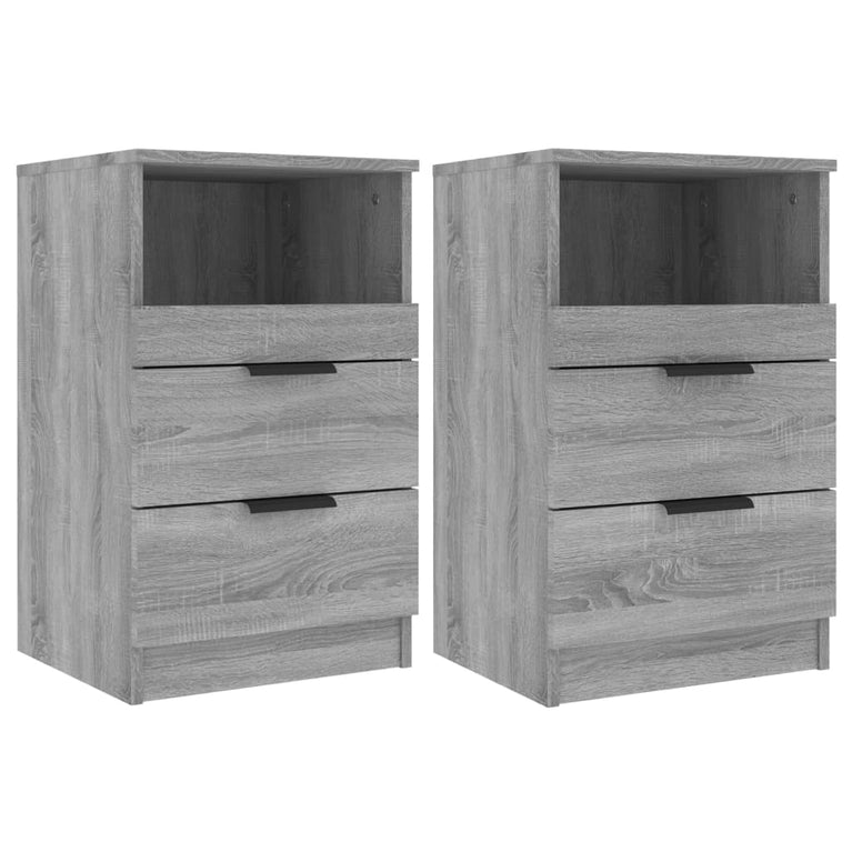 Nachtkastjes 2 st bewerkt hout grijs sonoma eikenkleurig MeubelReus