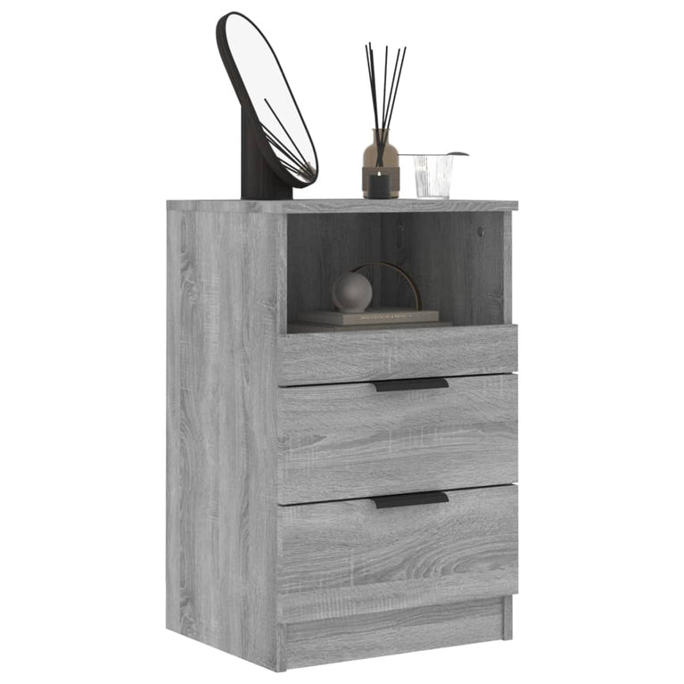 Nachtkastjes 2 st bewerkt hout grijs sonoma eikenkleurig MeubelReus