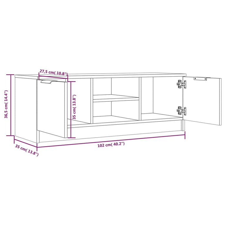 Tv-meubel 102x35x36,5 cm bewerkt hout gerookt eikenkleurig MeubelReus