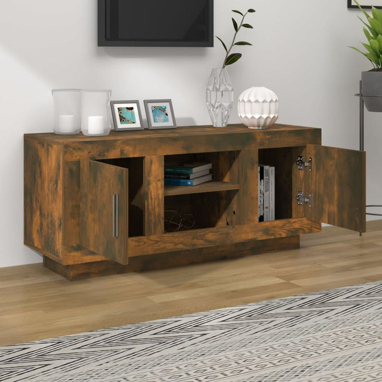 Tv-meubel 102x35x45 cm bewerkt hout gerookt eikenkleurig MeubelReus