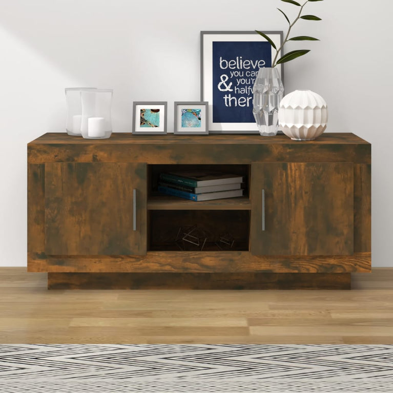 Tv-meubel 102x35x45 cm bewerkt hout gerookt eikenkleurig MeubelReus