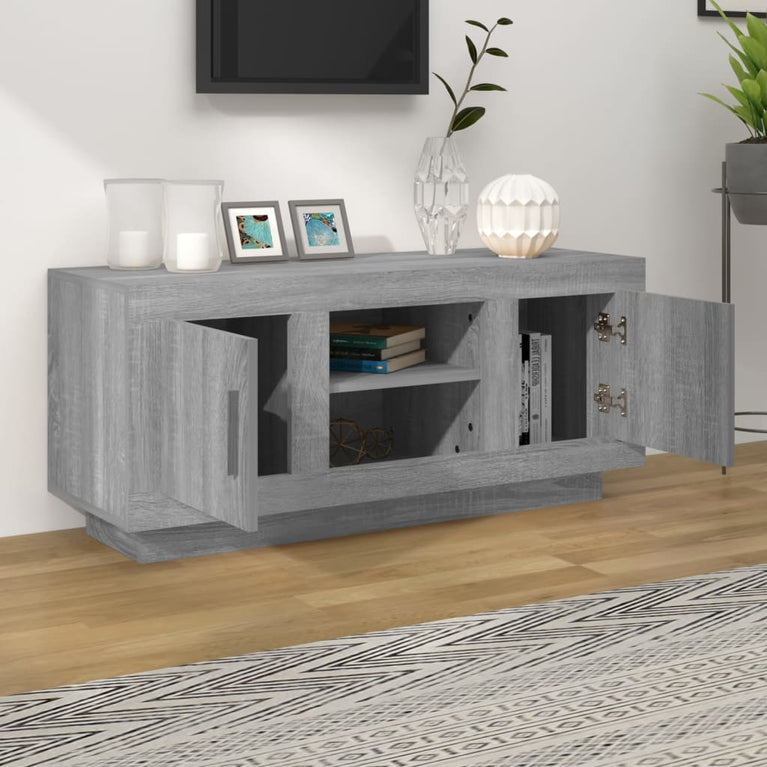 Tv-meubel 102x35x45 cm bewerkt hout grijs sonoma eikenkleurig MeubelReus