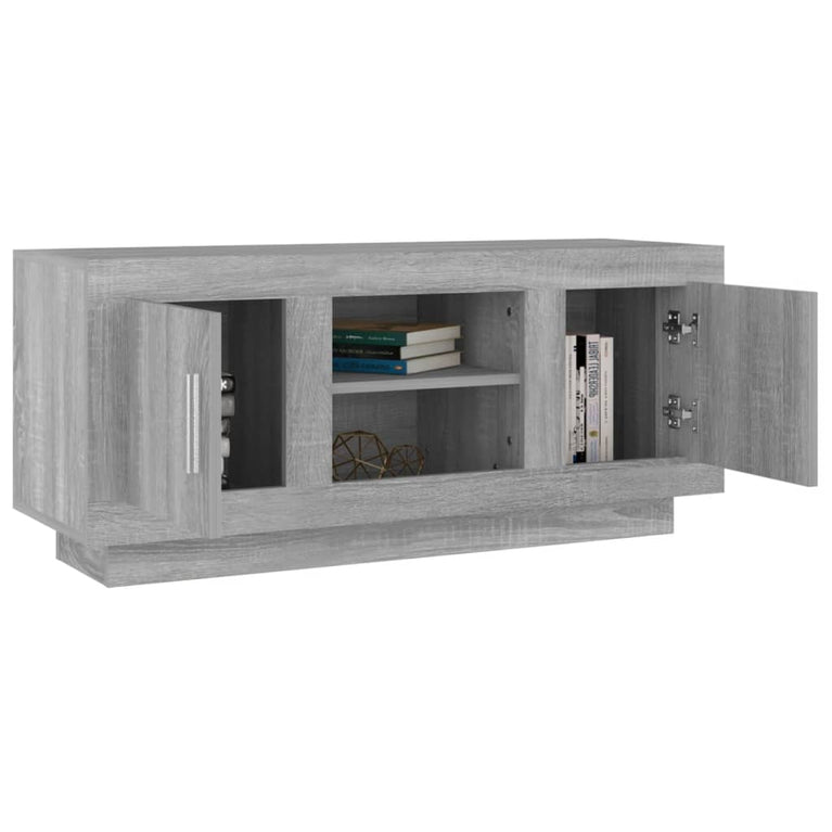 Tv-meubel 102x35x45 cm bewerkt hout grijs sonoma eikenkleurig MeubelReus