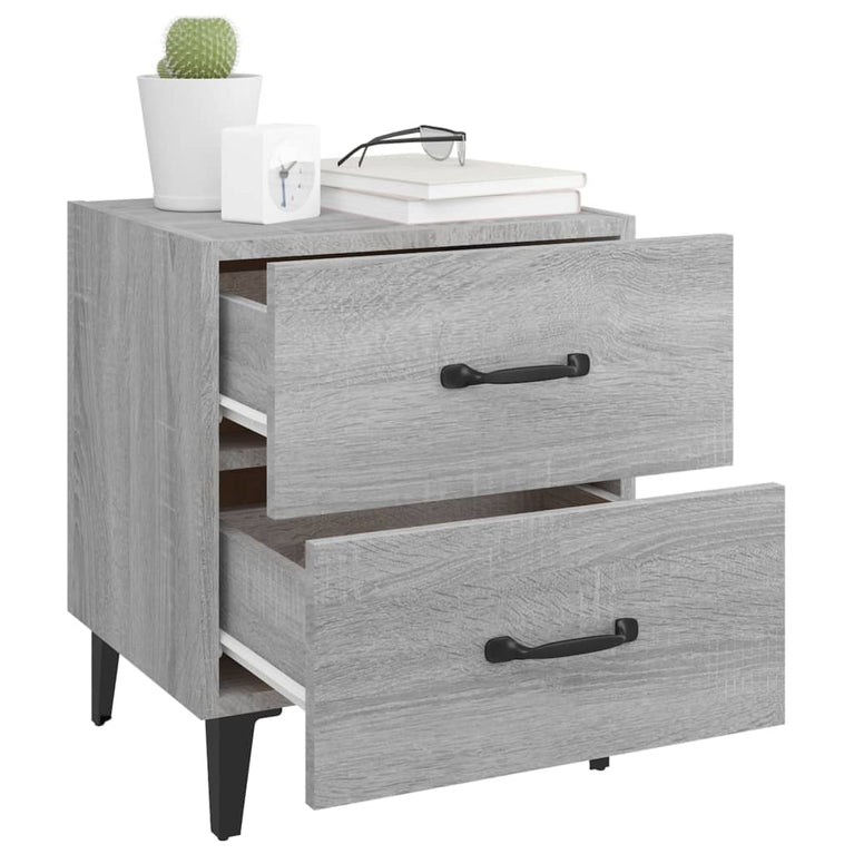 Nachtkastjes 2 st 40x35x47,5 cm grijs sonoma eikenkleurig MeubelReus