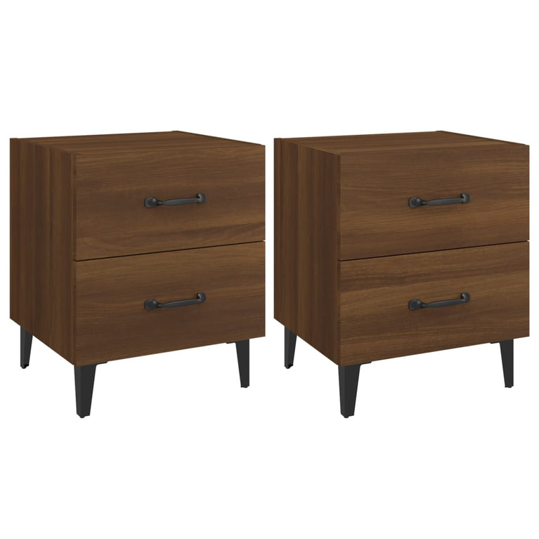 Nachtkastjes 2 st 40x35x47,5 cm bruineikenkleurig MeubelReus