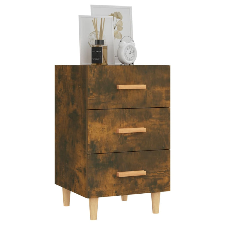 Nachtkastje 40x40x66 cm bewerkt hout gerookt eikenkleurig MeubelReus