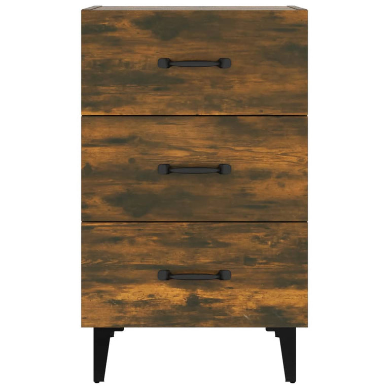 Nachtkastje 40x40x66 cm bewerkt hout gerookt eikenkleurig MeubelReus
