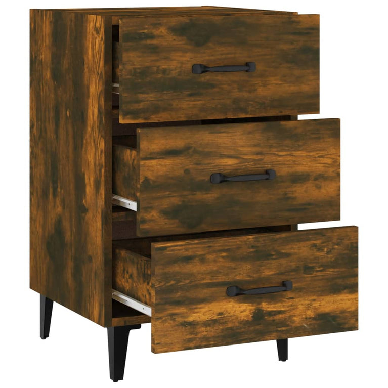 Nachtkastje 40x40x66 cm bewerkt hout gerookt eikenkleurig MeubelReus