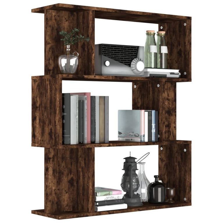 Boekenkast / kamerscherm 80x24x96 cm bewerkt hout gerookt eiken MeubelReus