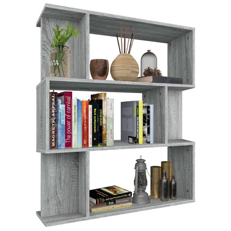 Boekenkast / kamerscherm 80x24x96 cm bewerkt hout grijs sonoma MeubelReus