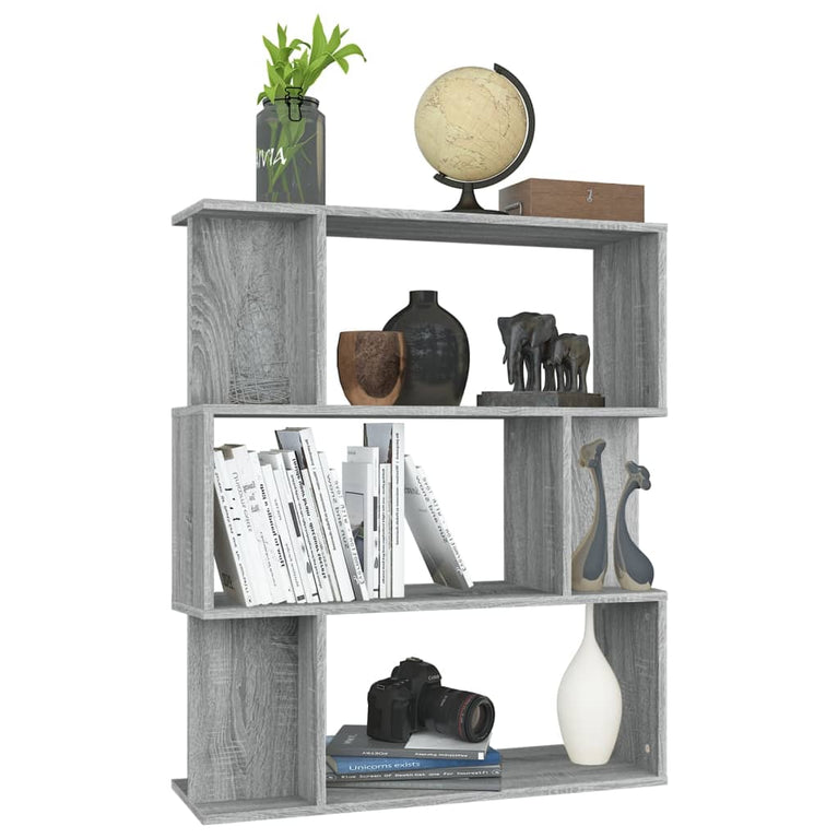 Boekenkast / kamerscherm 80x24x96 cm bewerkt hout grijs sonoma MeubelReus