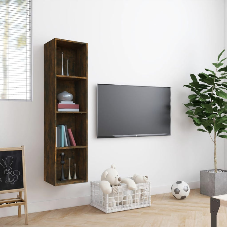 Boekenkast/tv-meubel 143x30x36 cm bewerkt hout gerookt eiken MeubelReus