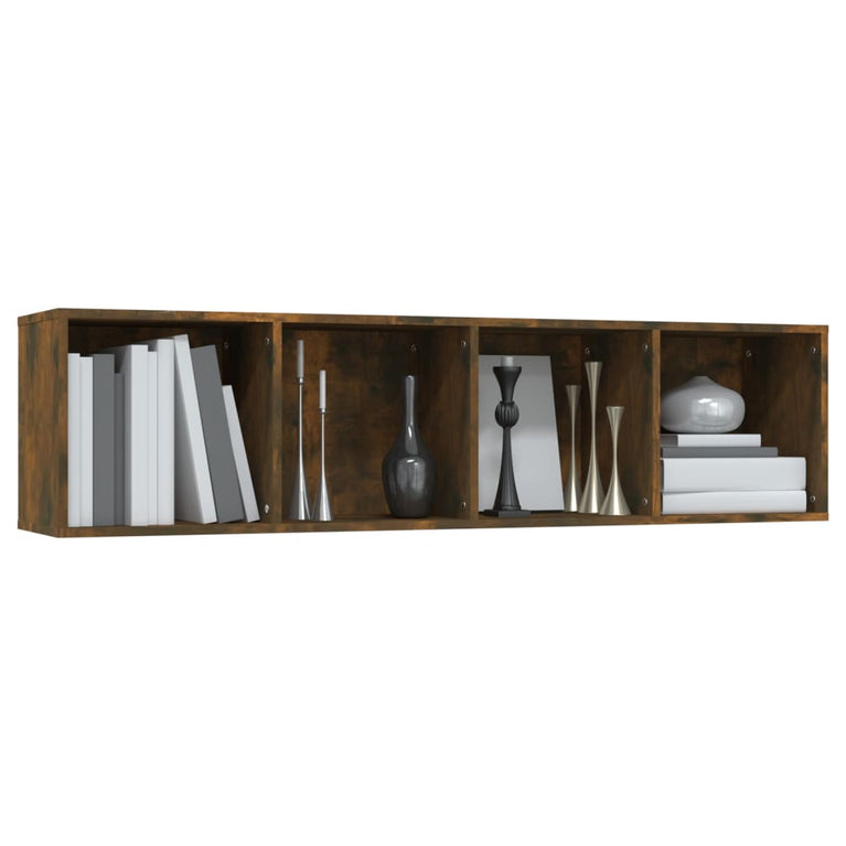 Boekenkast/tv-meubel 143x30x36 cm bewerkt hout gerookt eiken MeubelReus