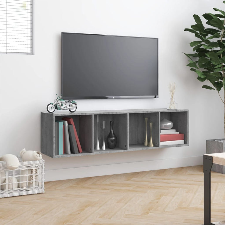 Boekenkast/tv-meubel 143x30x36 cm bewerkt hout grijs sonoma MeubelReus